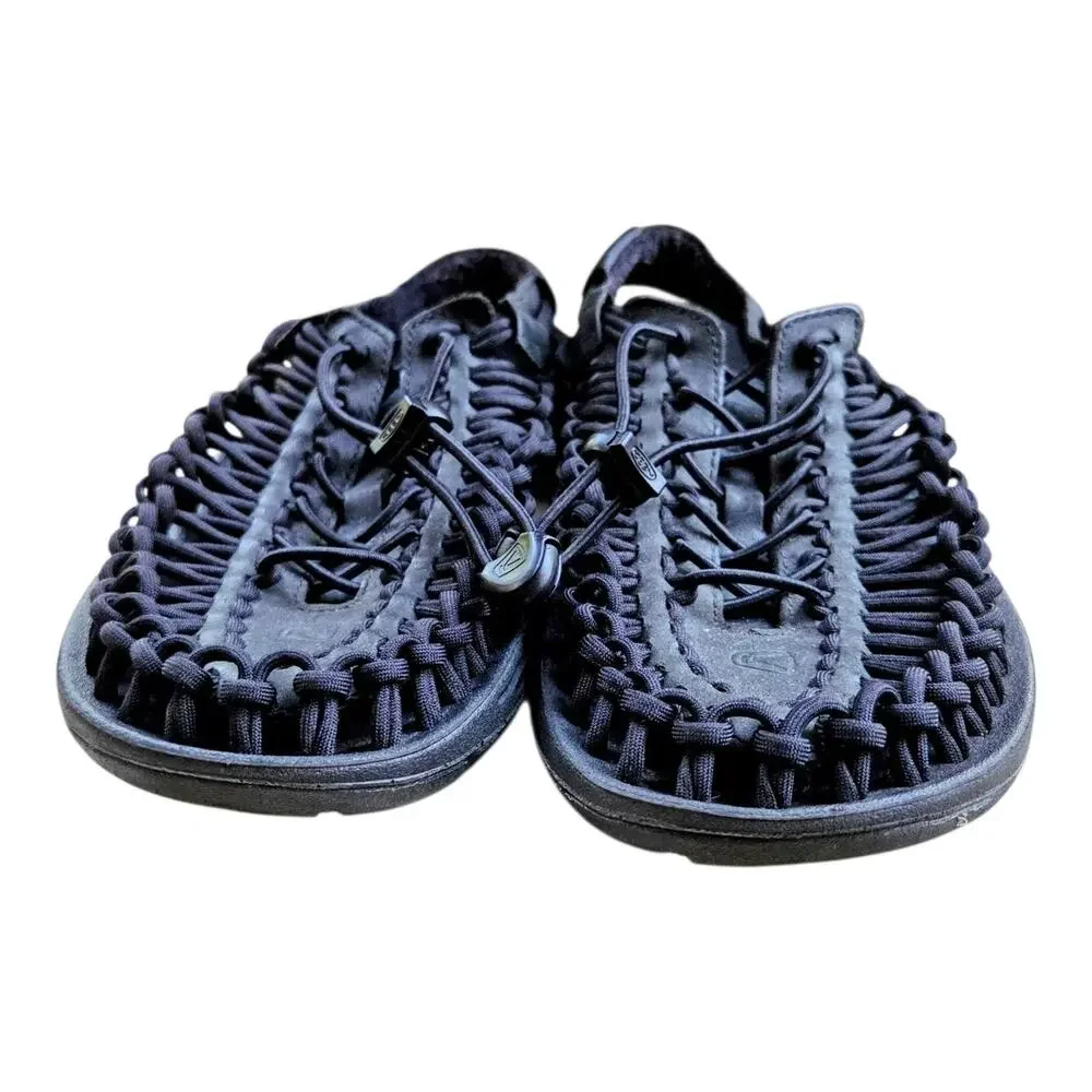KEEN Uneek Men 9.5 Black Bungee Cord Water Sandals Outdoor Hiking Shoes 1014097
